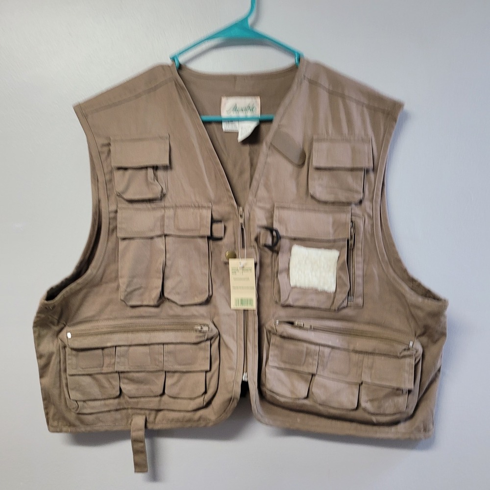 Ausable Fishing Hunting Utility Vest Khaki Tan Multi Pocket 102122WA Mens L